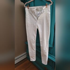 American Eagle Outfitters Women's Cream Super High Rise Skinny Jeans